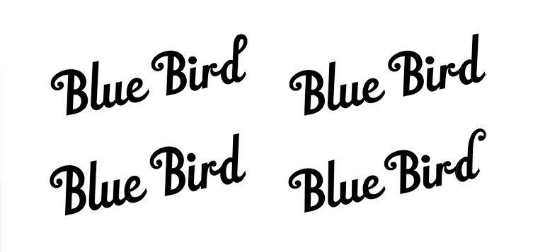 Testing the logo for readability, swashes and spacing