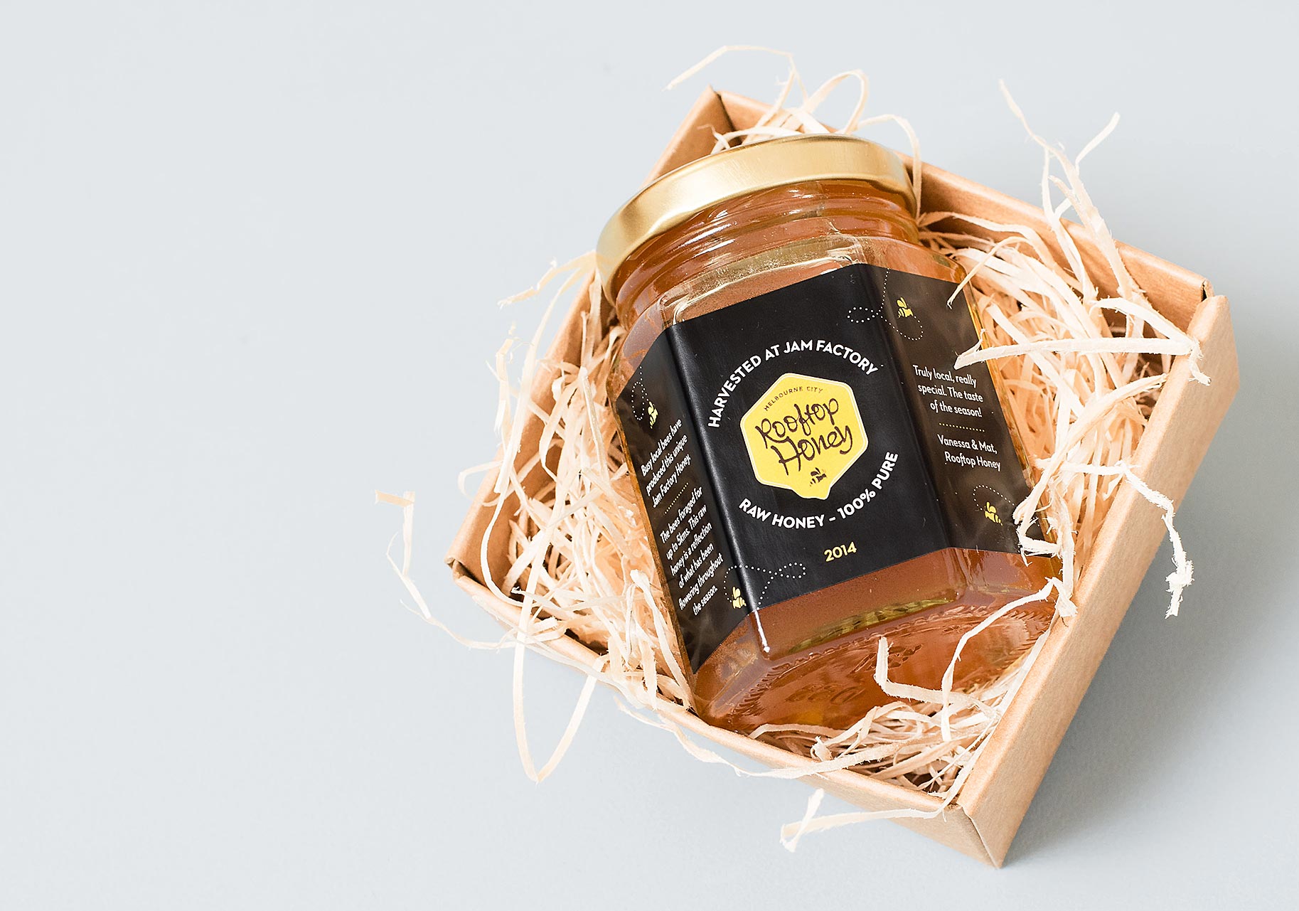 Rooftop Honey and Jam Factory packaging in box