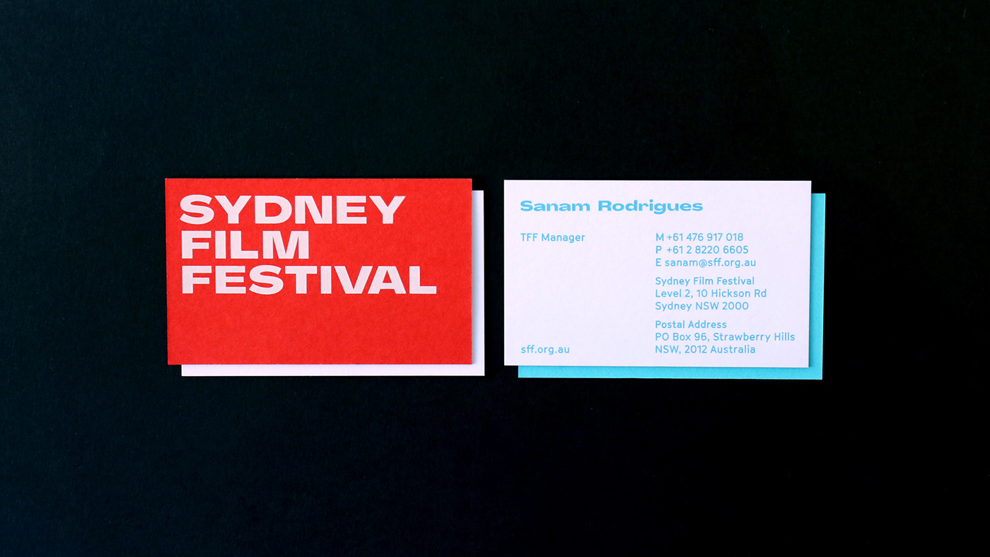 Sydney Film Festival - close up of business card