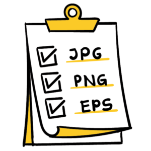 Checklist showing ticks beside JPG, PNG and EPS