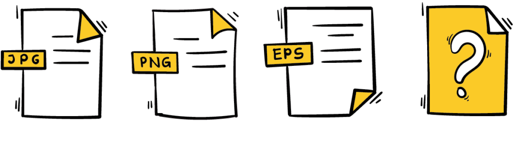 Image of 3 document icons with labels JPG, PNG and EPS