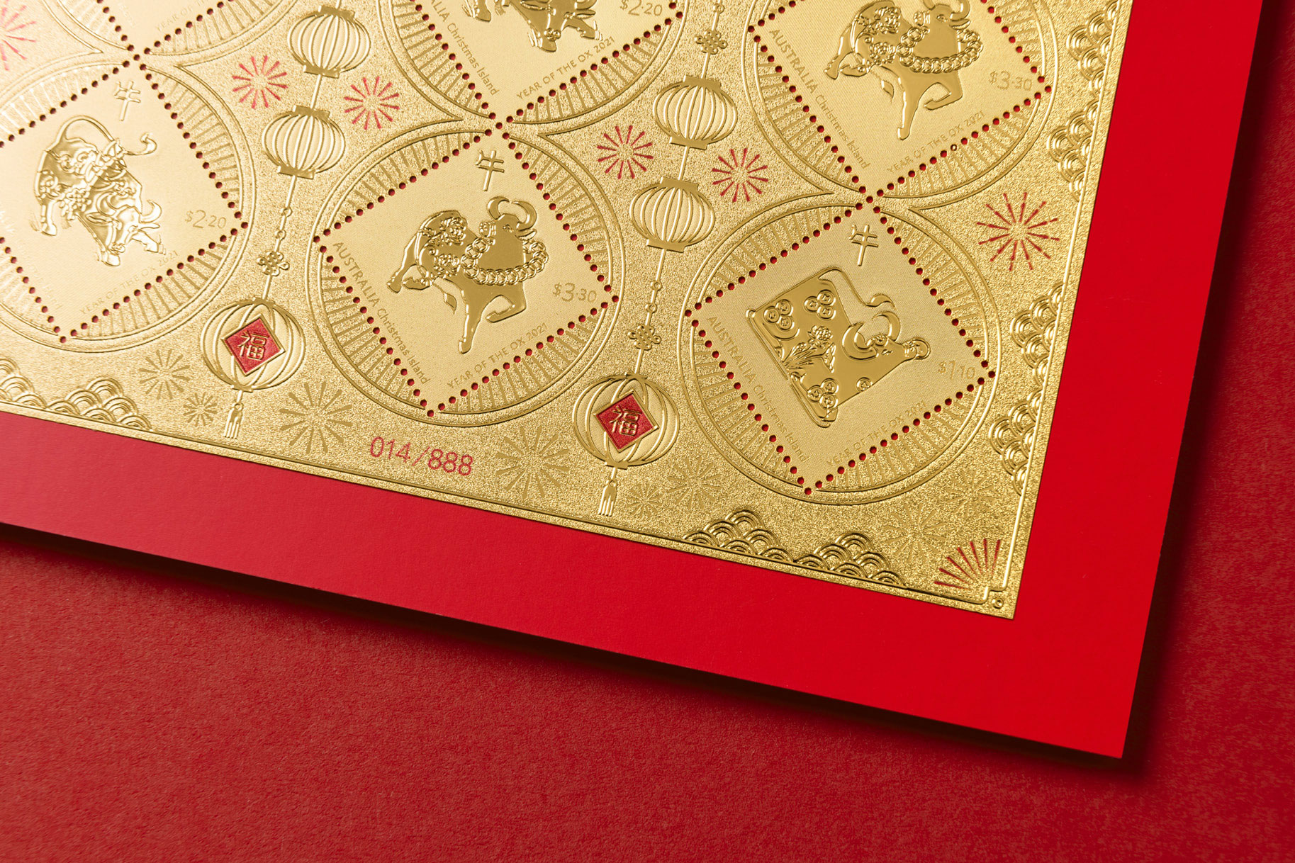 Lunar New Year of the Ox limited edition minisheet - closeup
