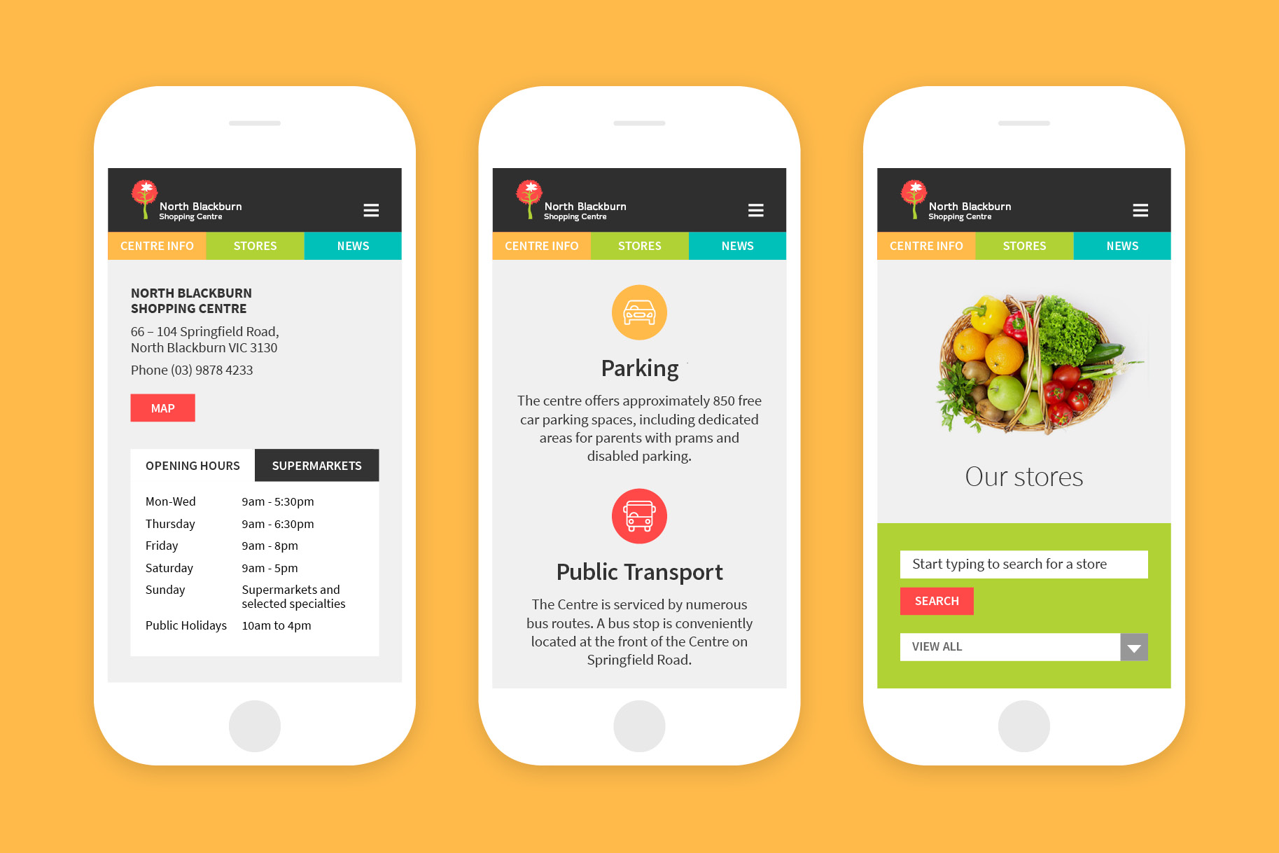 North Blackburn Shopping Centre Mobile screens
