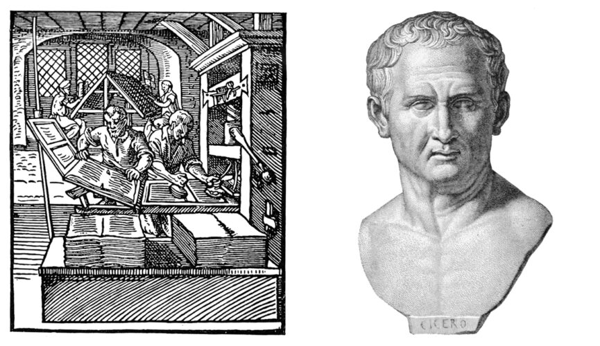 16th century printing and Marcus Tullius Cicero a bust of