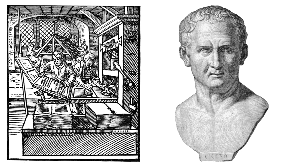 16th century printing and Marcus Tullius Cicero a bust of