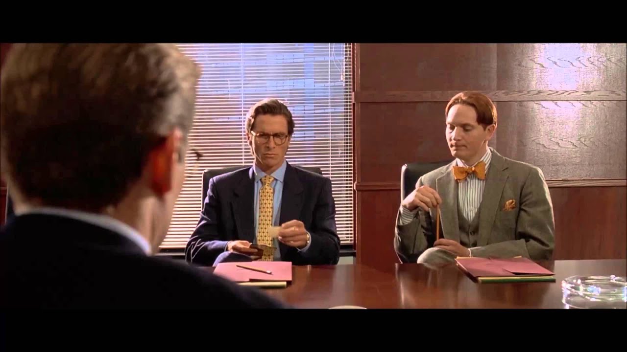 Business card scene from the film American Psycho