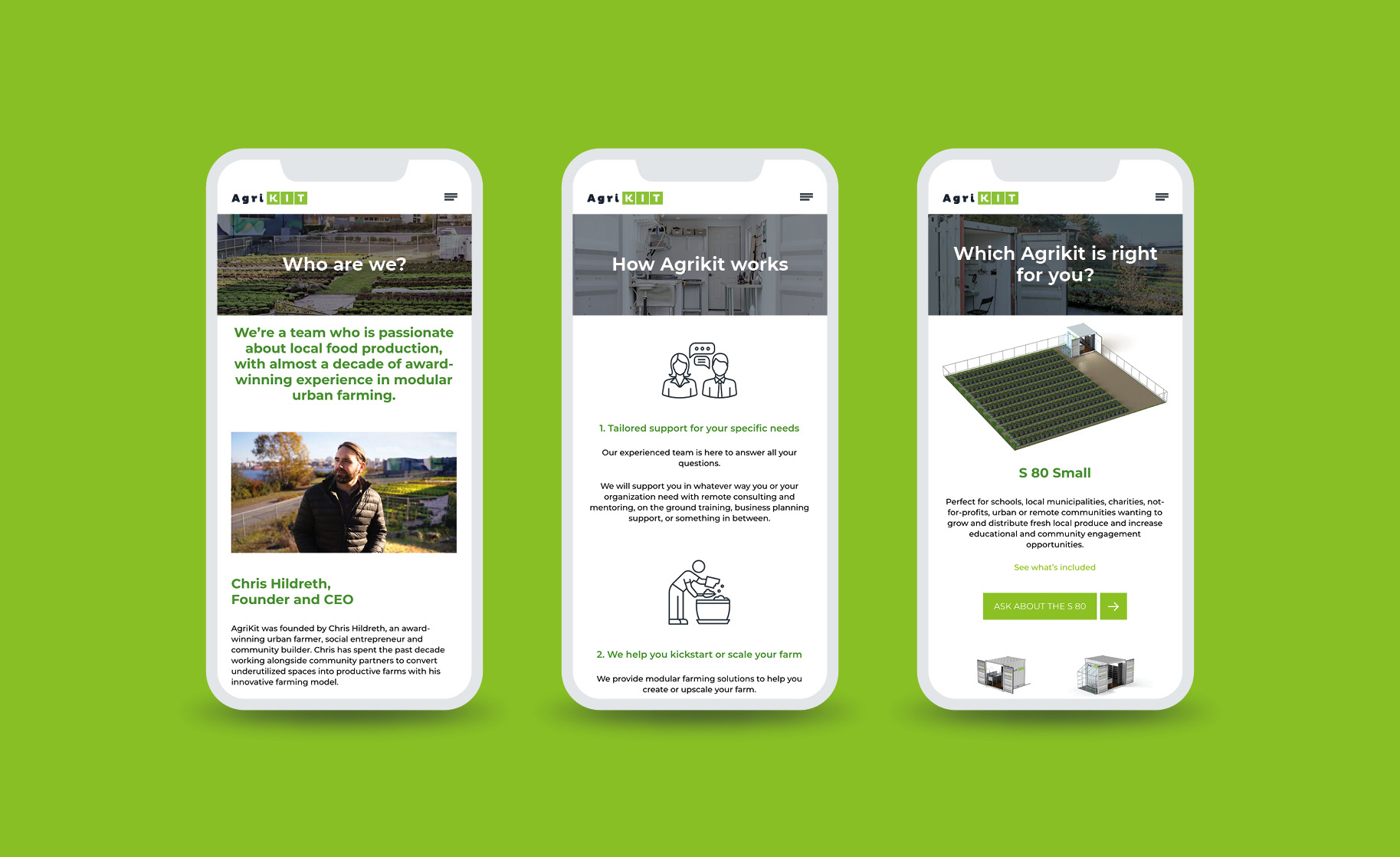 Agrikit website - smartphone mockup