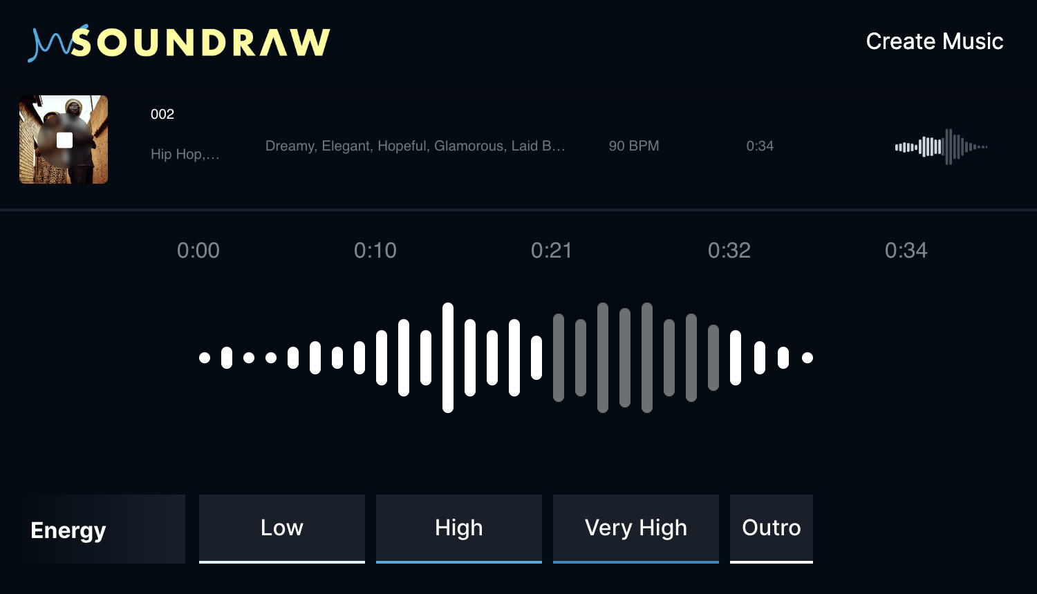 Interface of Soundraw