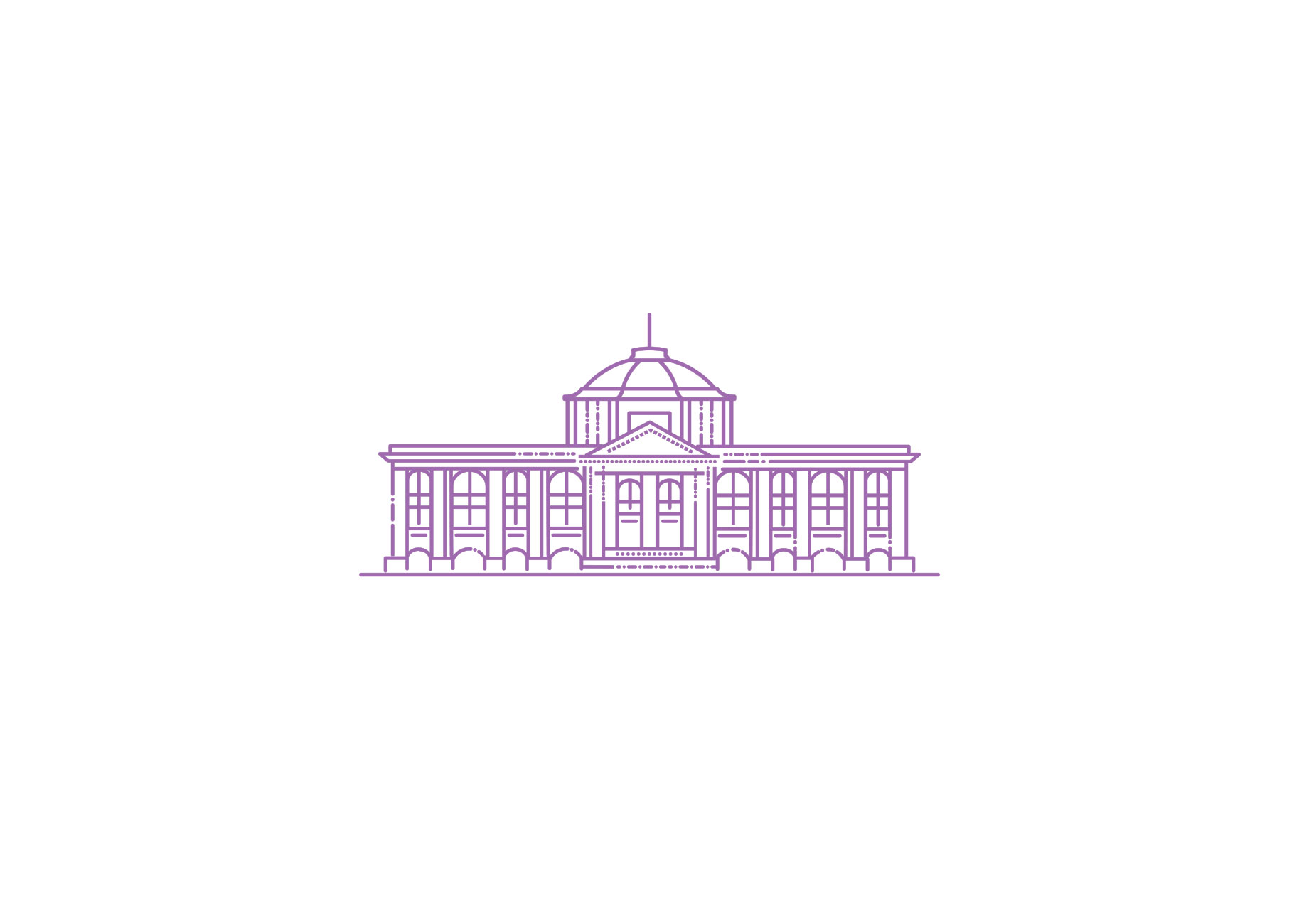 Illustration of State Library Victoria - front elevation - used on the Redmond Barry Society invitation