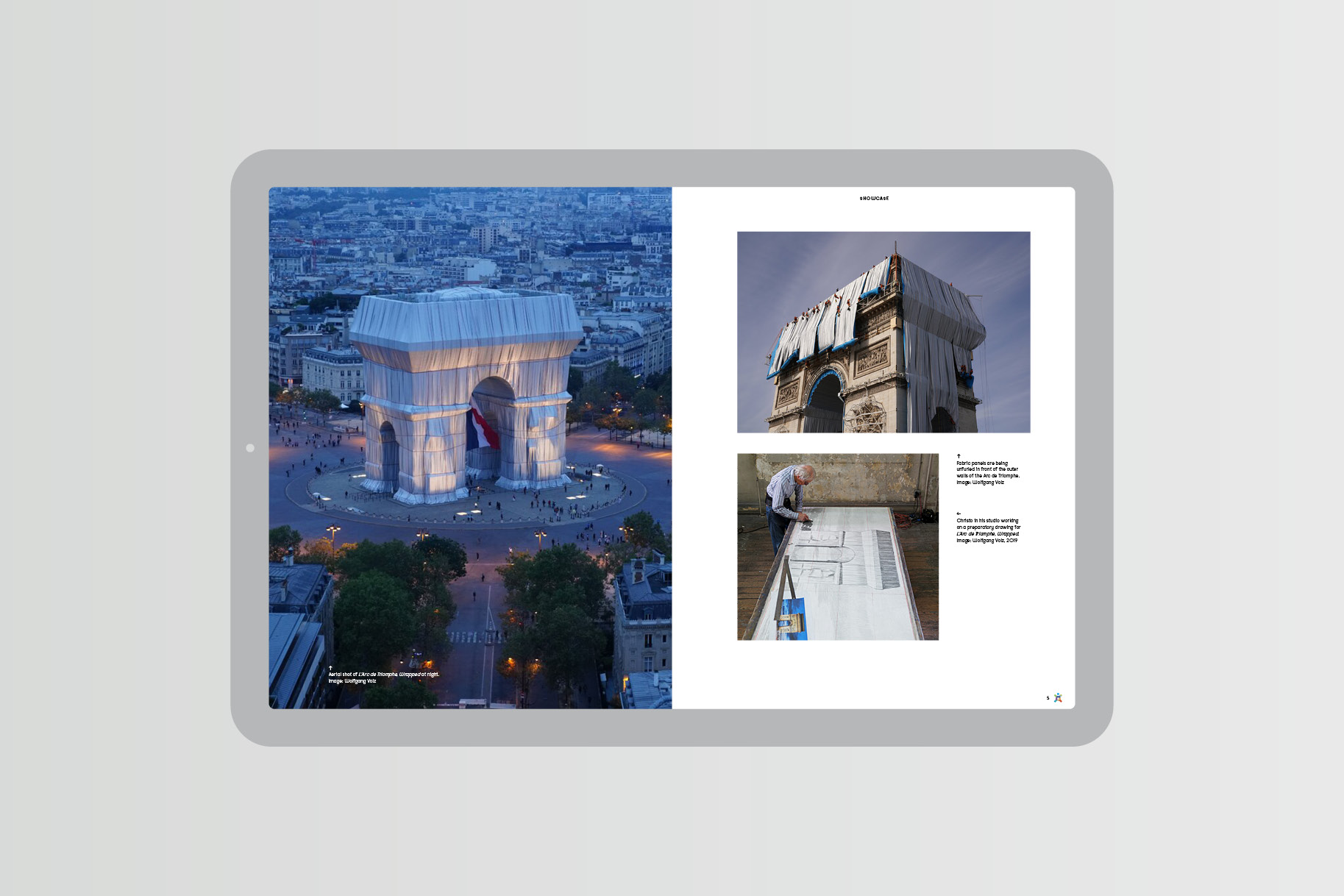 3 images of the l’Arc de Triomphe shown on a tablet screen