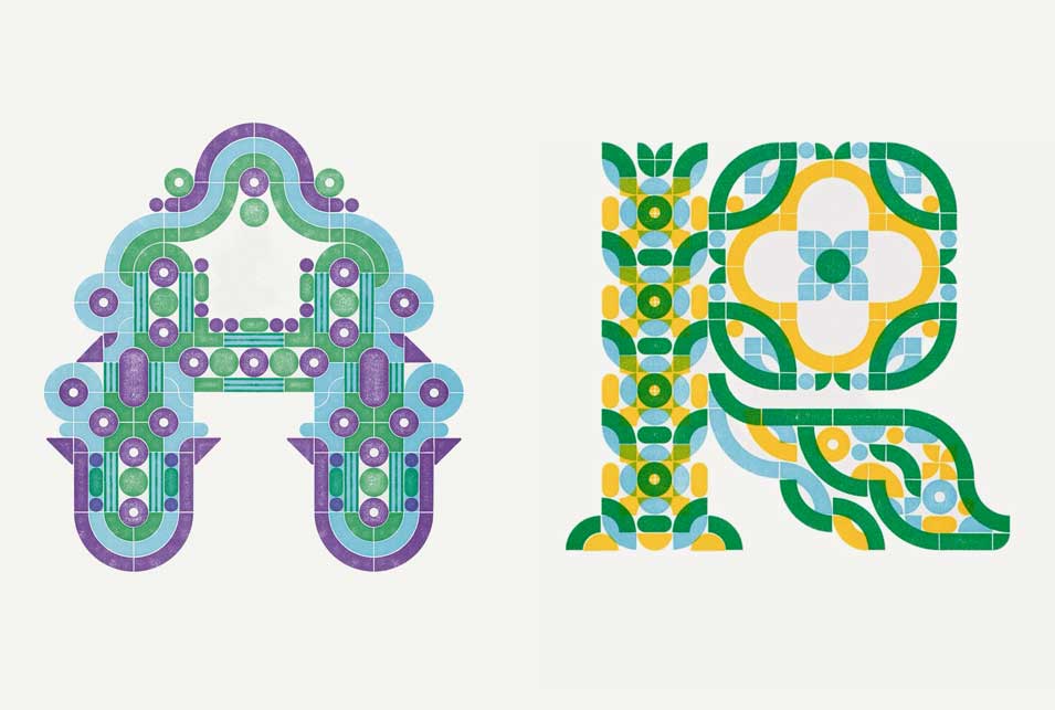 Letters A and R printed from LEGO