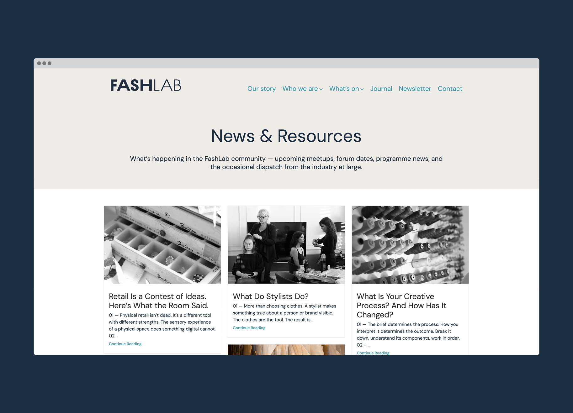 FashLab website - Journal